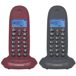 Teléfono Fijo Motorola C1002 LB Duo Gris Granate